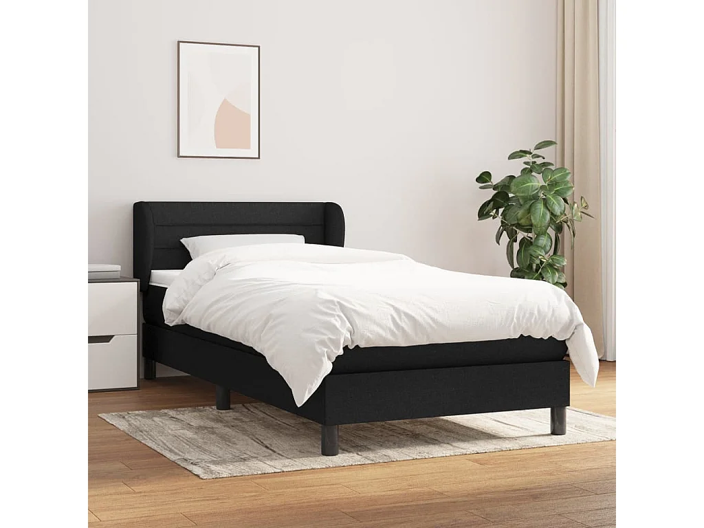 Sommier à lattes de lit avec matelas Noir 90x200 Tissu