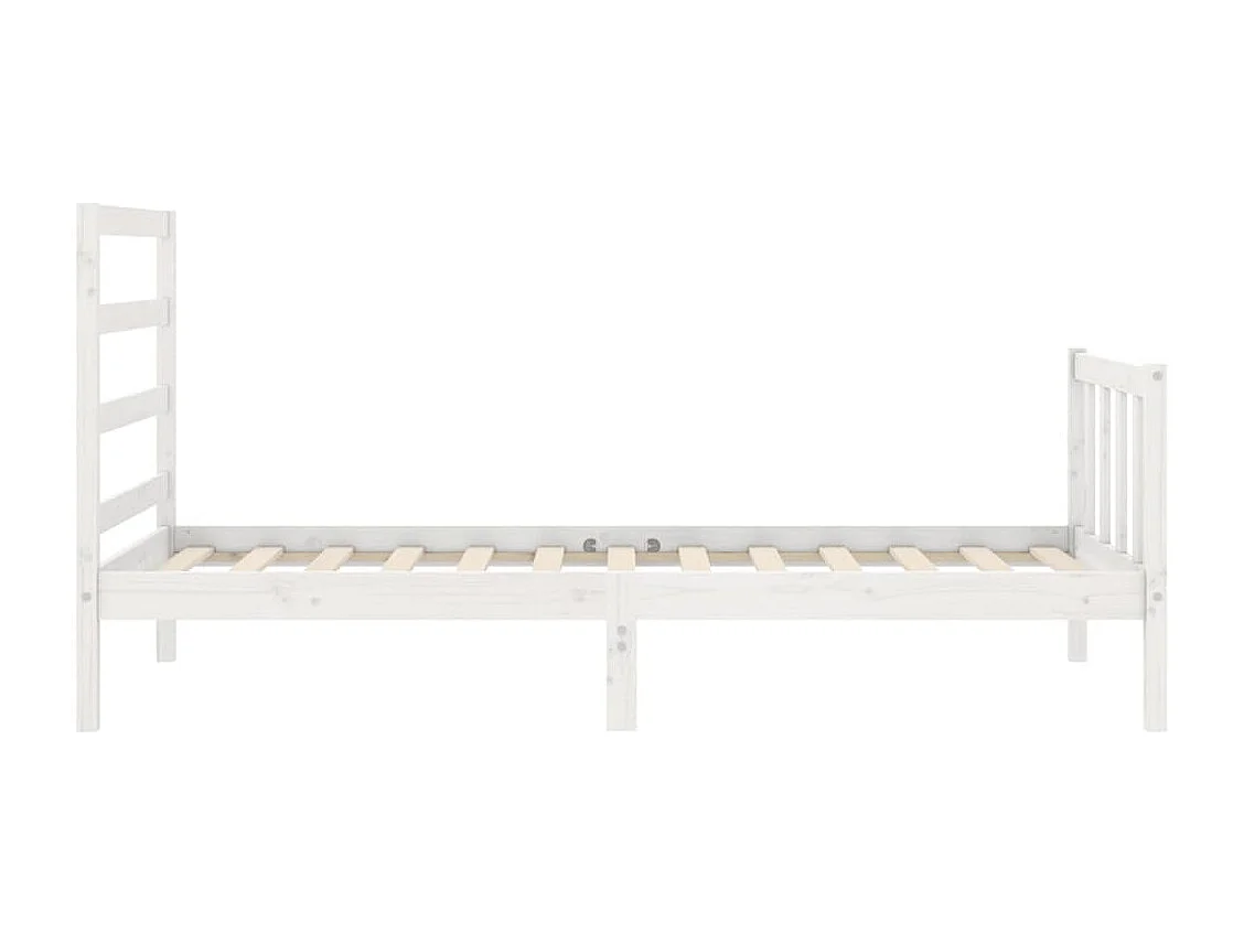 Cadre de lit avec tête de lit blanc 90x190 bois massif
