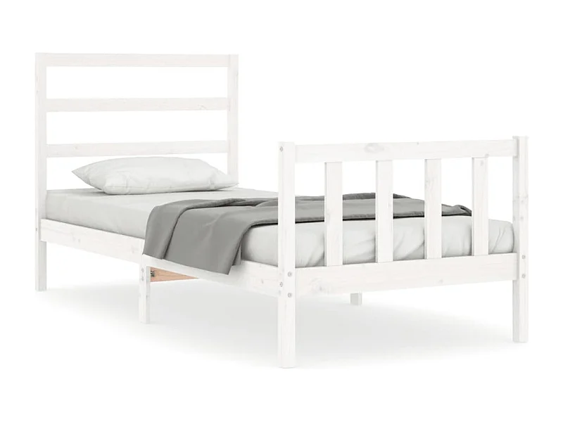 Cadre de lit avec tête de lit blanc 90x190 bois massif