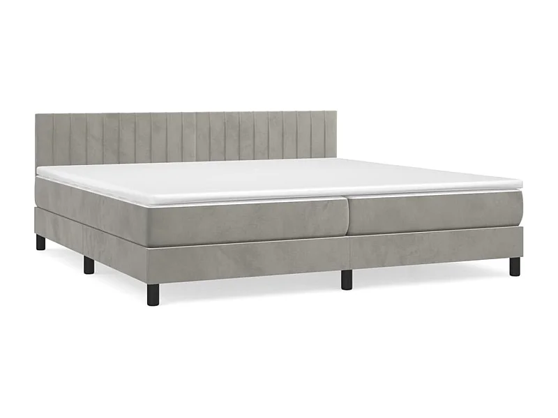 Sommier à lattes de lit et matelas Gris clair 200x200 Velours