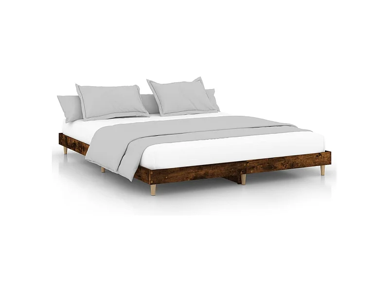 Cadre de lit chêne fumé 140x200 bois d'ingénierie