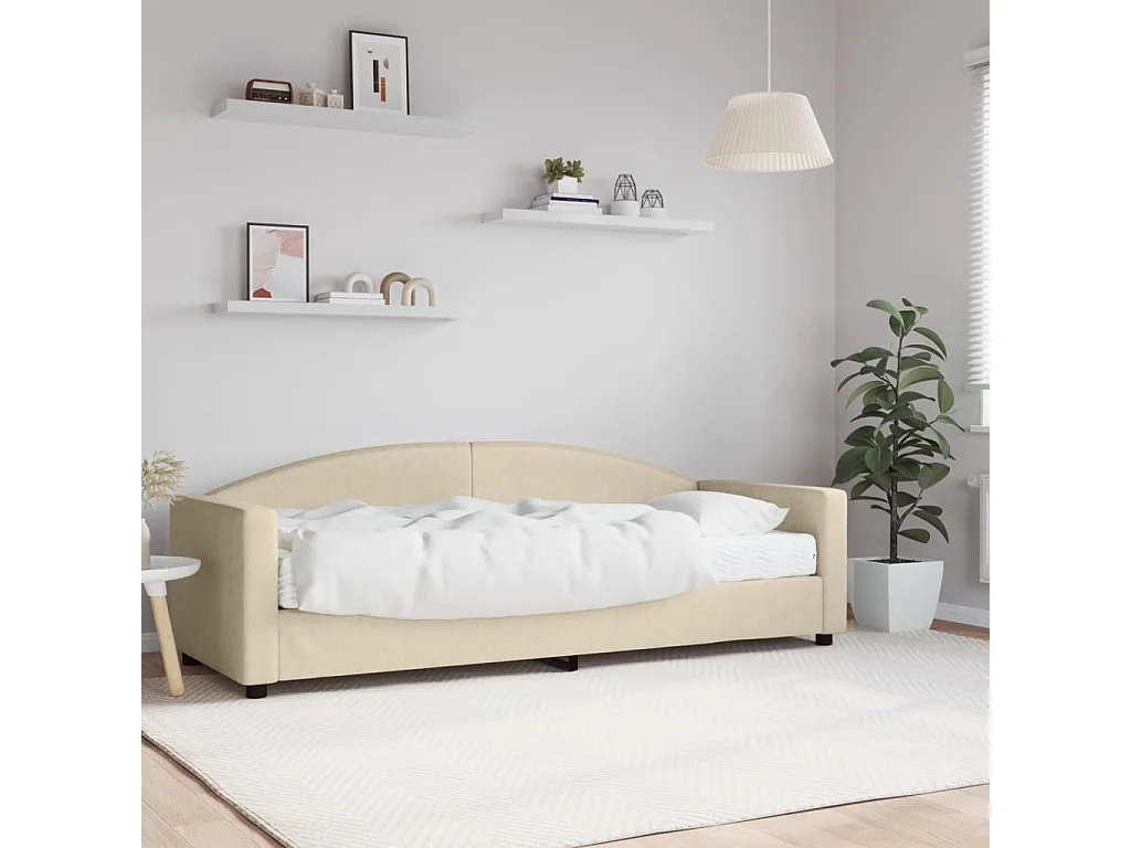 Lit de jour avec matelas crème 80x200 tissu