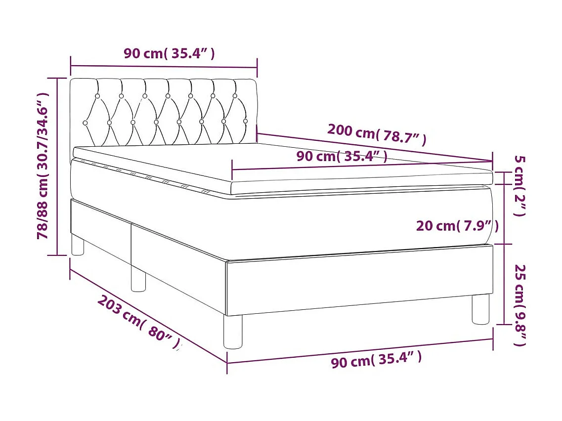 Sommier à lattes de lit avec matelas Bleu 90x200 Tissu