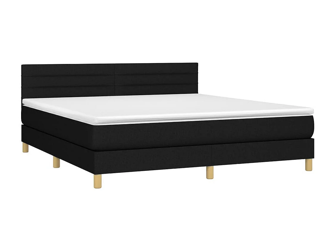 Sommier à lattes de lit avec matelas LED Noir 180x200 Tissu
