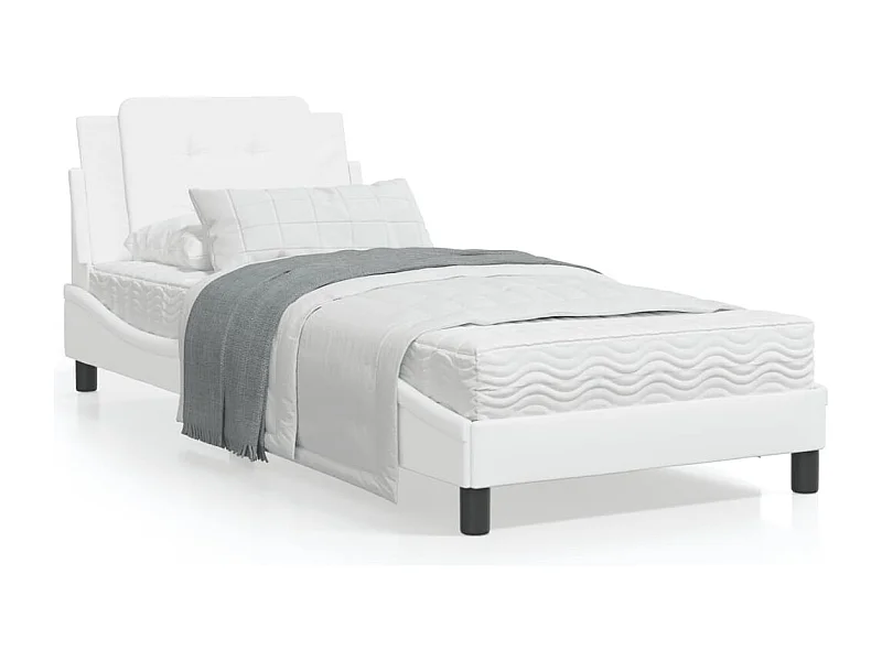 Lit avec matelas blanc 90x190 similicuir