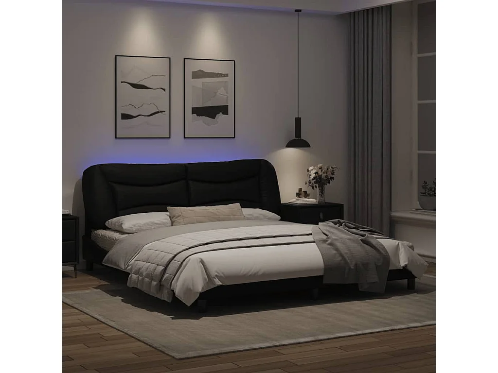 Bedframe met LED-verlichting kunstleer zwart 180x200 cm