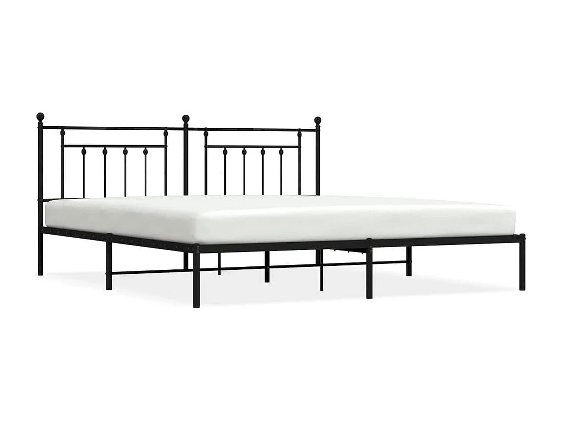 Cadre de lit métal avec tête de lit noir 200x200