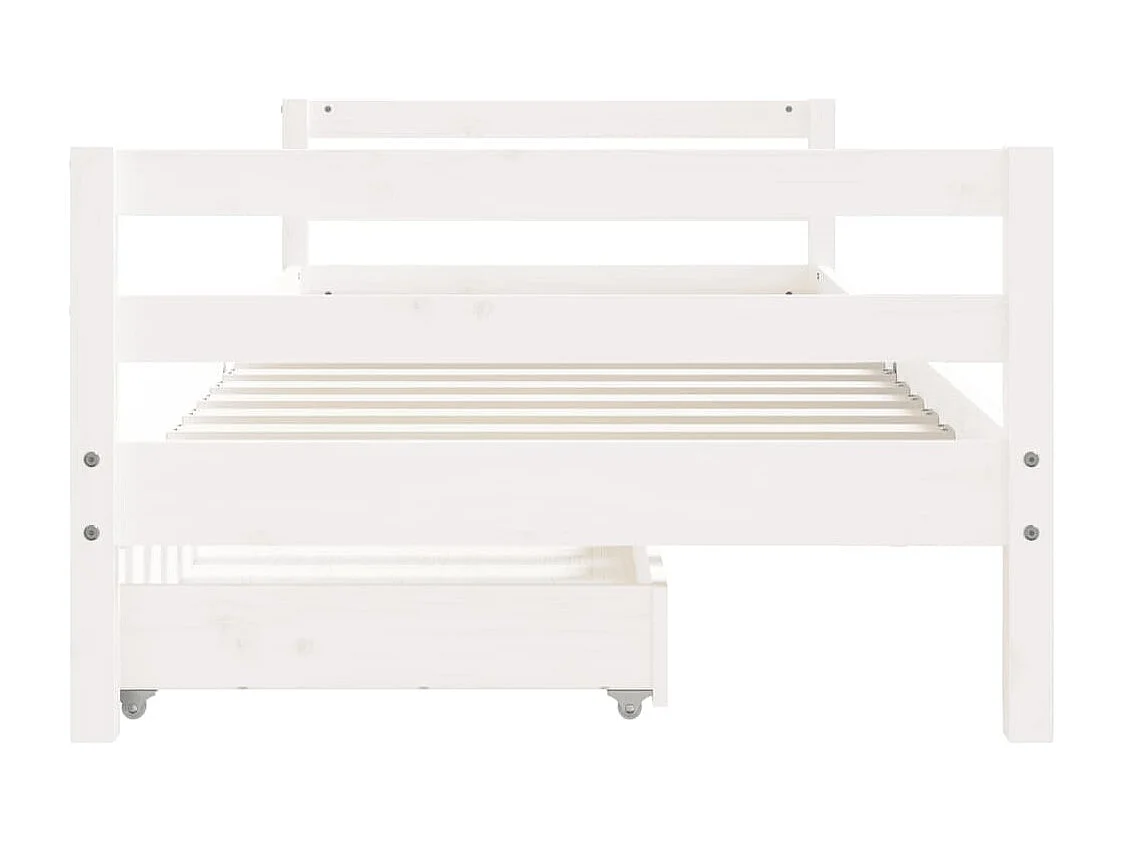 Cadre de lit d'enfants tiroirs blanc 90x190 bois pin massif