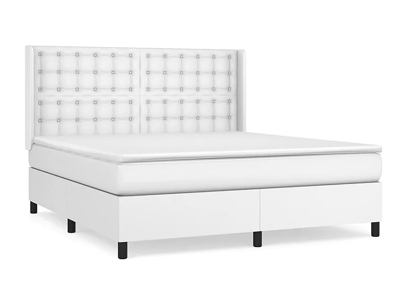 Sommier à lattes de lit avec matelas Blanc 180x200 Similicuir