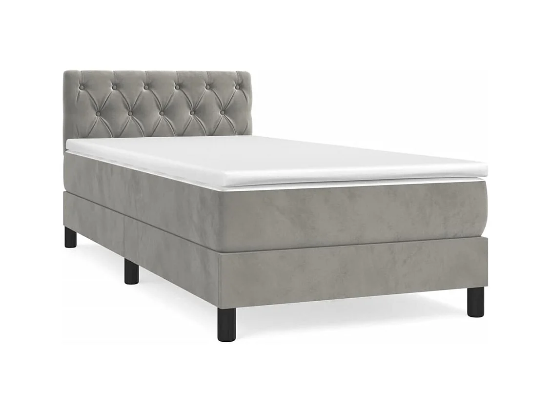 Sommier à lattes de lit et matelas Gris clair 80x200 Velours