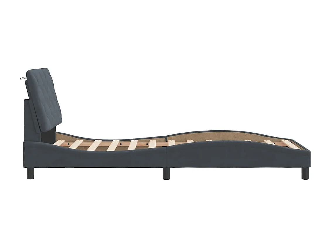 Cadre de lit avec tête de lit Gris foncé 90x200 Velours