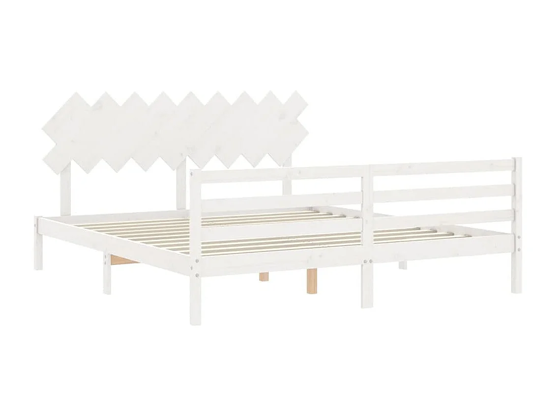 Cadre de lit avec tête de lit blanc Super King Size bois massif