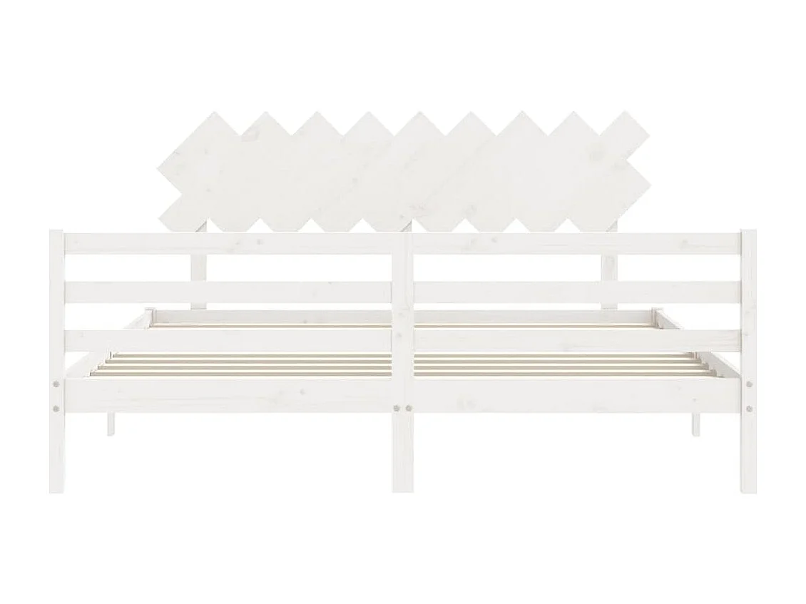 Cadre de lit avec tête de lit blanc Super King Size bois massif