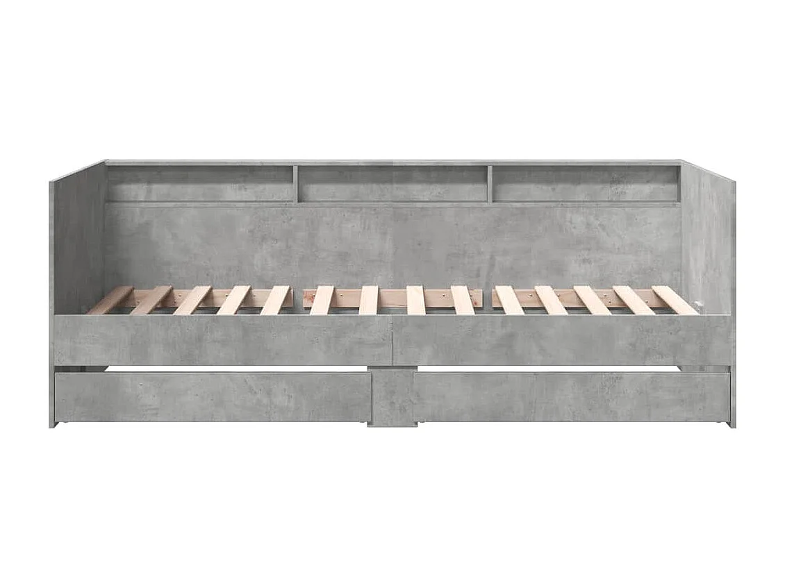 Lit de jour et tiroirs gris béton 75x190 bois d'ingénierie