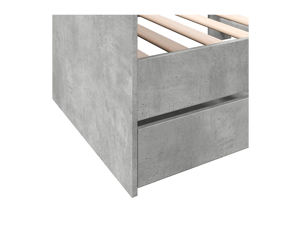 Slaapbank met lades 75x190 cm bewerkt hout betongrijs