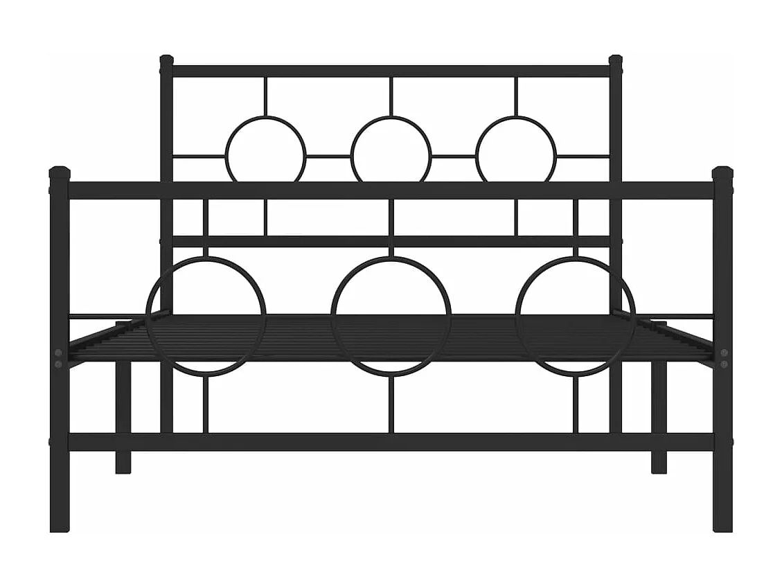 Cadre de lit métal avec tête de lit-pied de lit noir 107x203