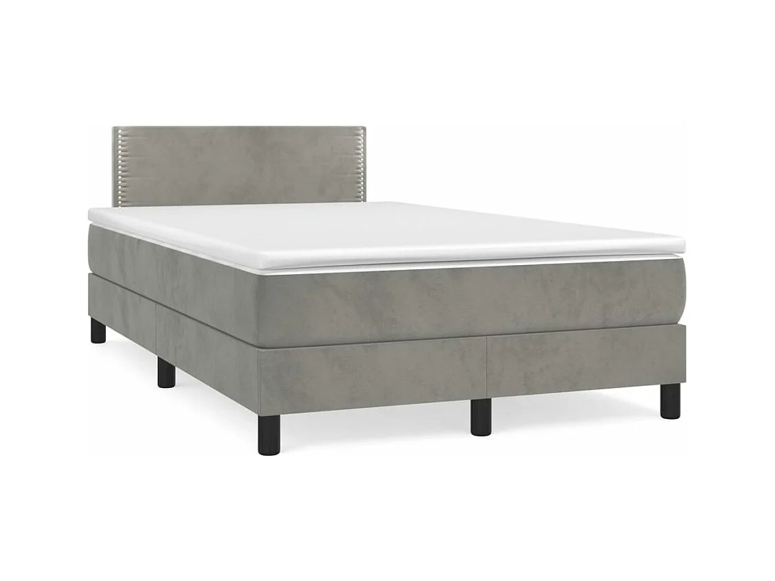 Sommier à lattes de lit et matelas Gris clair 120x200 Velours