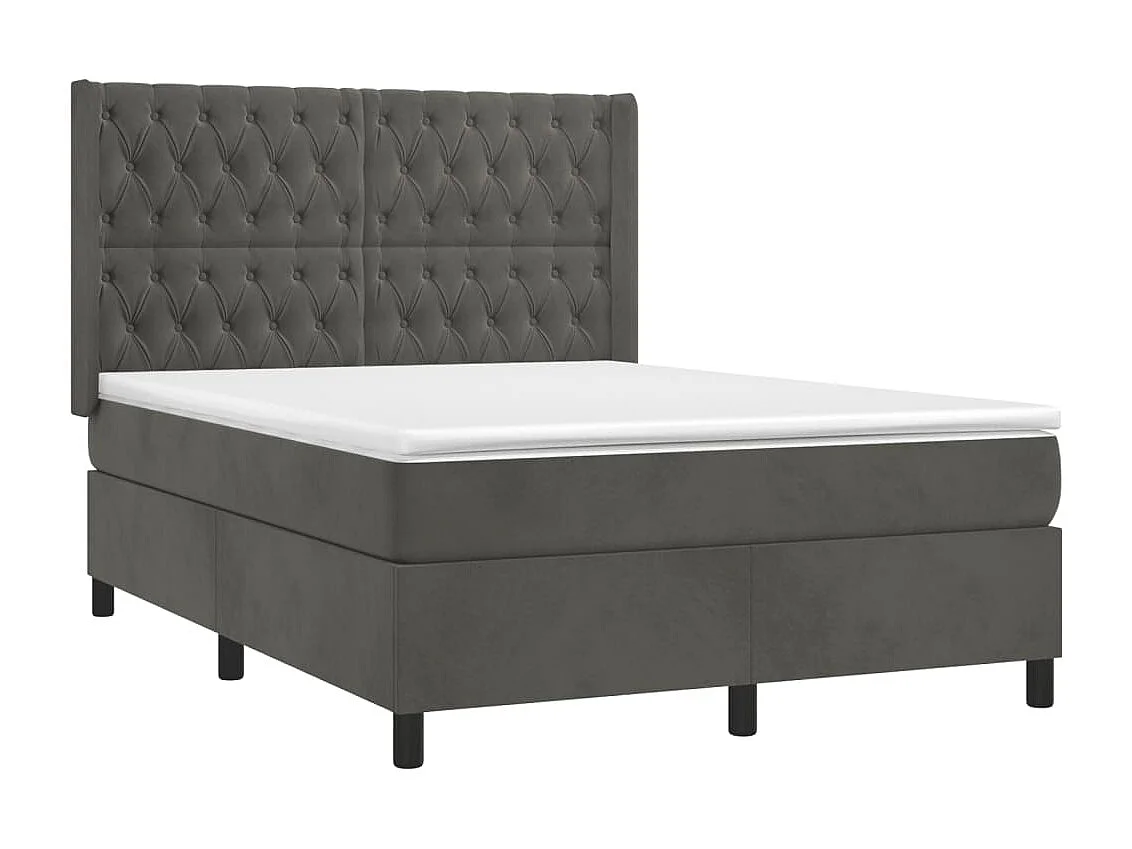 Sommier à lattes de lit matelas et LED Gris foncé 140x190
