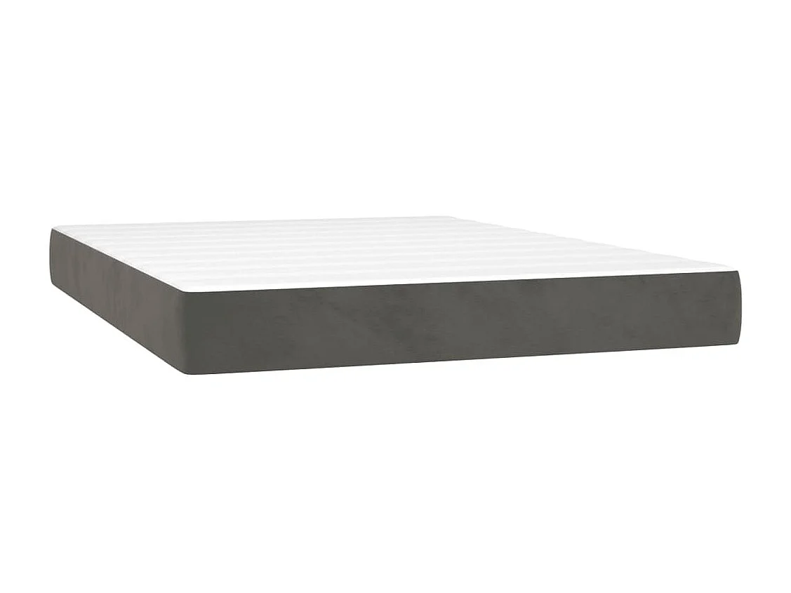 Sommier à lattes de lit matelas et LED Gris foncé 140x190