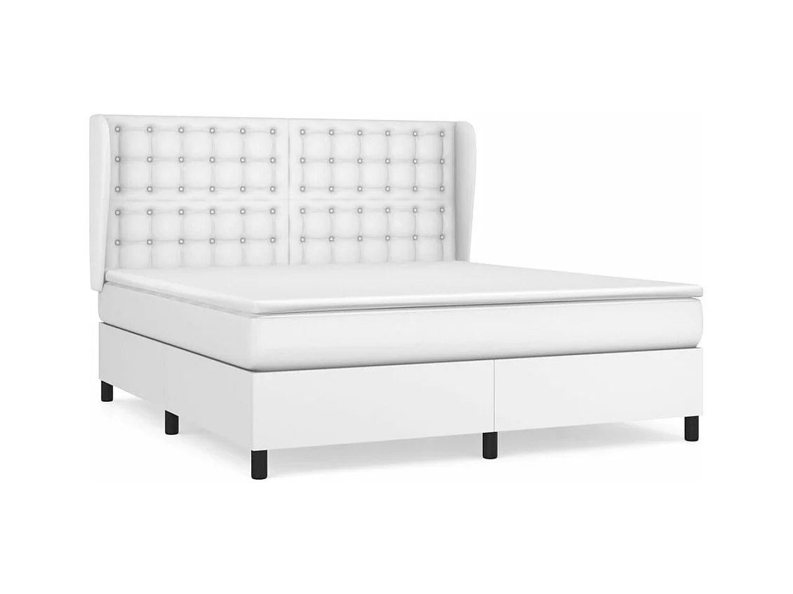 Sommier à lattes de lit avec matelas Blanc 180x200 Similicuir