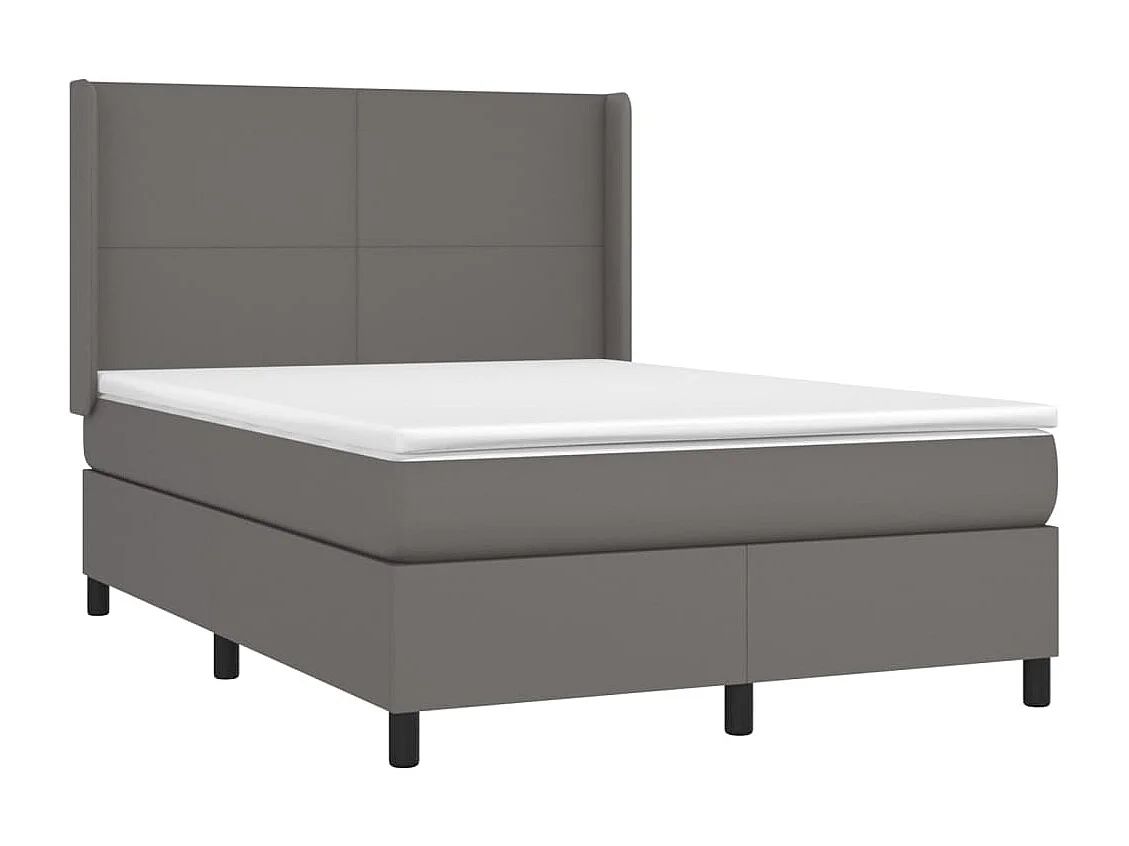 Sommier à lattes de lit matelas LED Gris 140x190 Similicuir