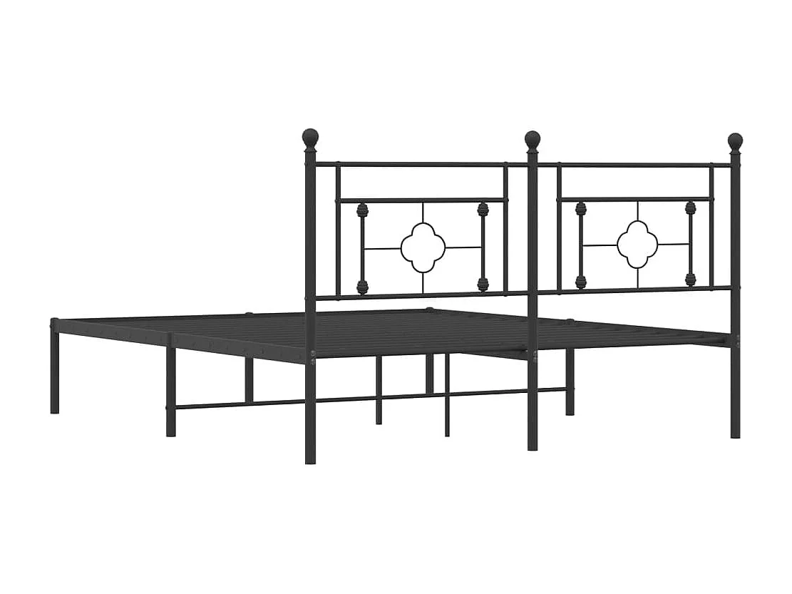 Cadre de lit métal avec tête de lit noir 160x200