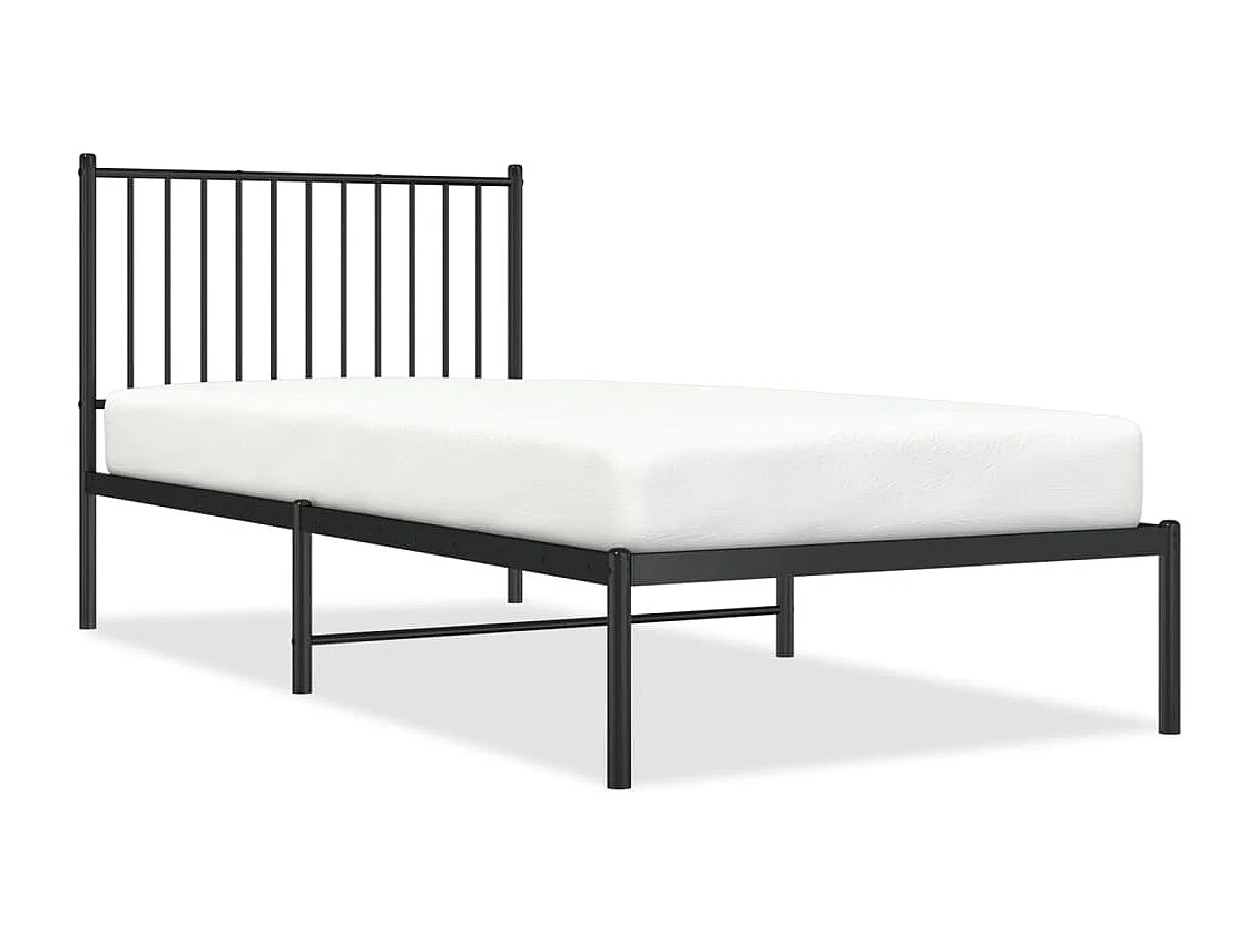 Cadre de lit métal avec tête de lit noir 90x200