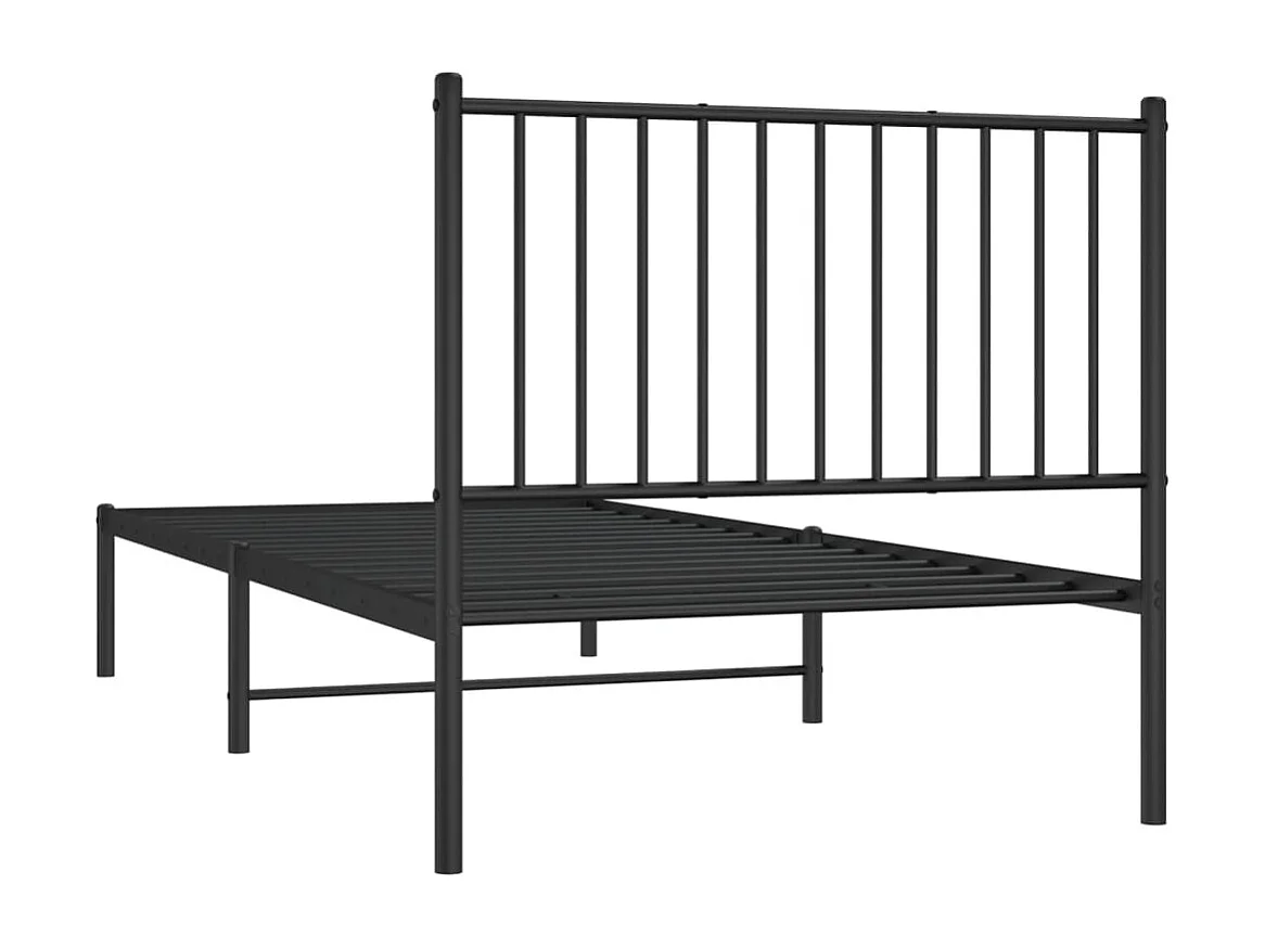 Cadre de lit métal avec tête de lit noir 90x200