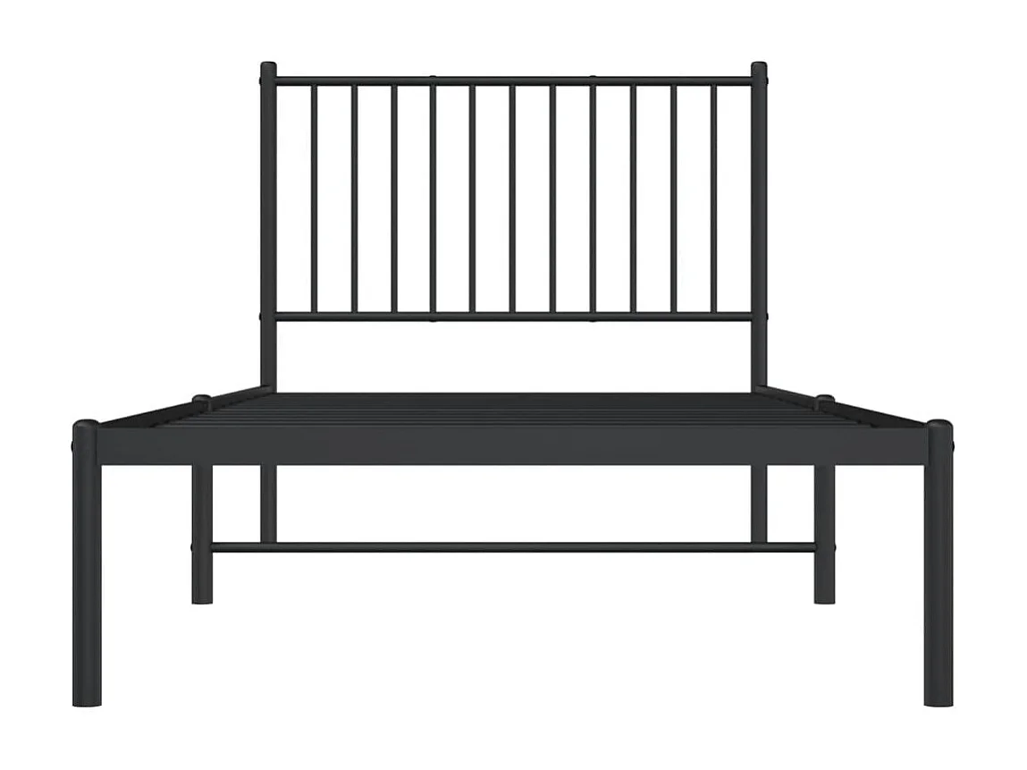 Cadre de lit métal avec tête de lit noir 90x200
