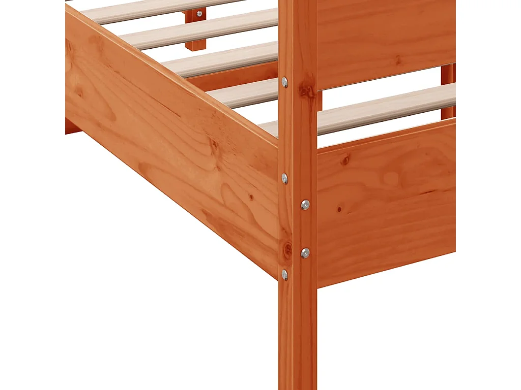 Cadre de lit avec tête de lit marron 120x190 bois de pin