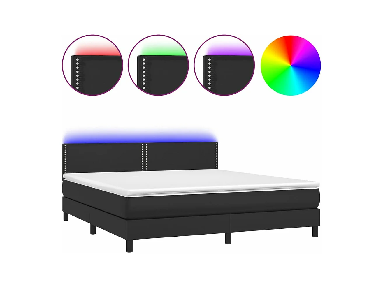Sommier à lattes de lit avec matelas et LED Noir 160x200