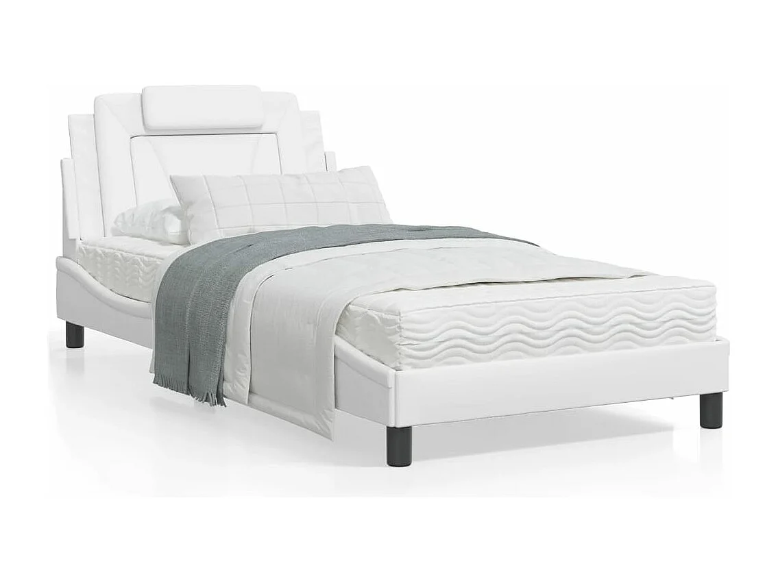 Lit avec matelas blanc 100x200 similicuir
