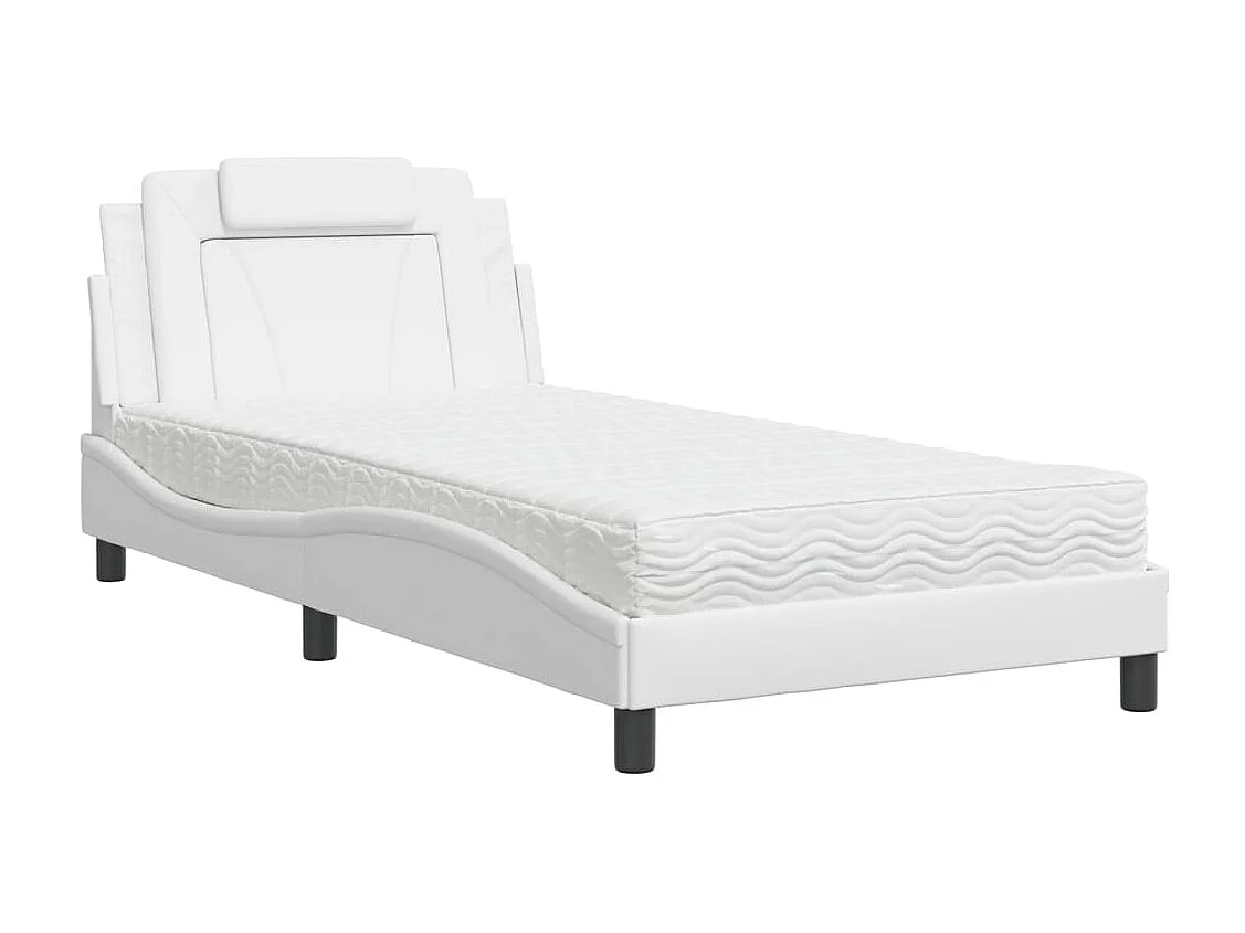 Lit avec matelas blanc 100x200 similicuir