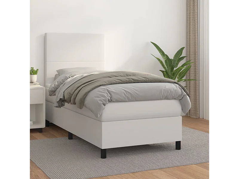 Sommier à lattes de lit avec matelas Blanc 80x200 Similicuir