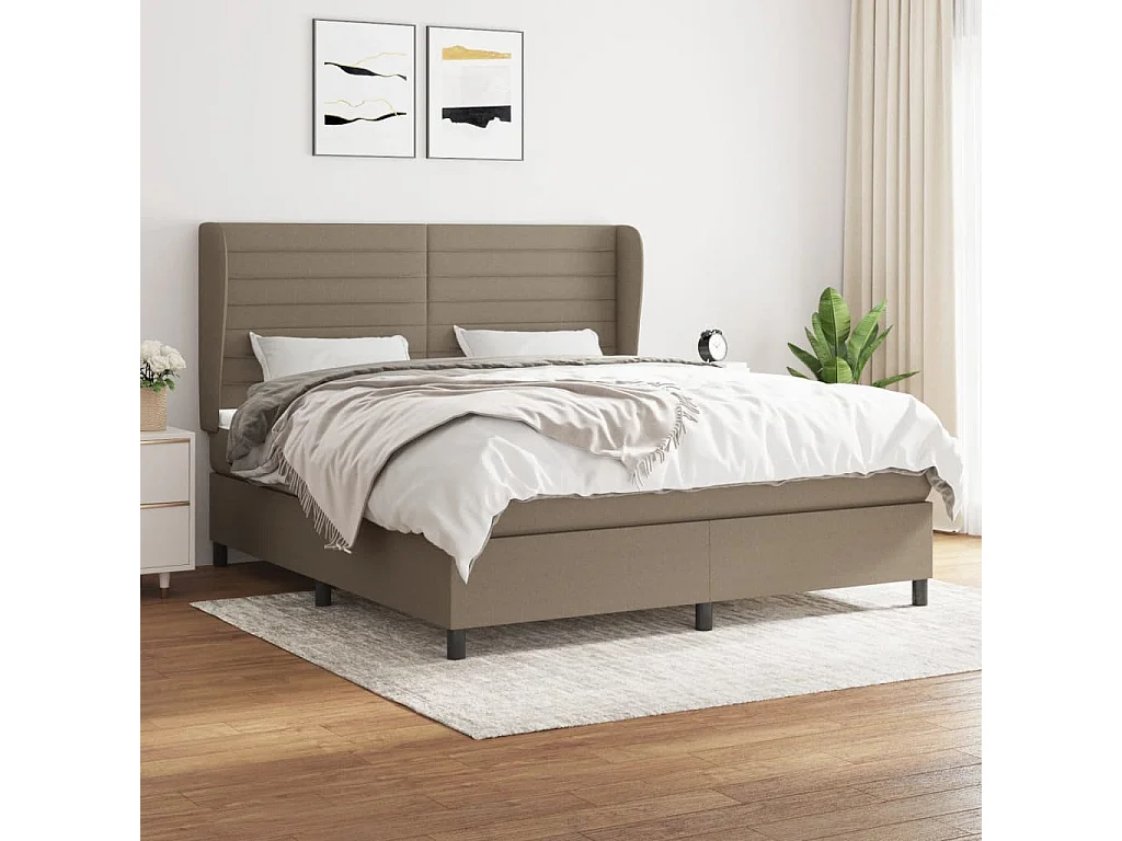 Sommier à lattes de lit avec matelas Taupe 160x200 Tissu