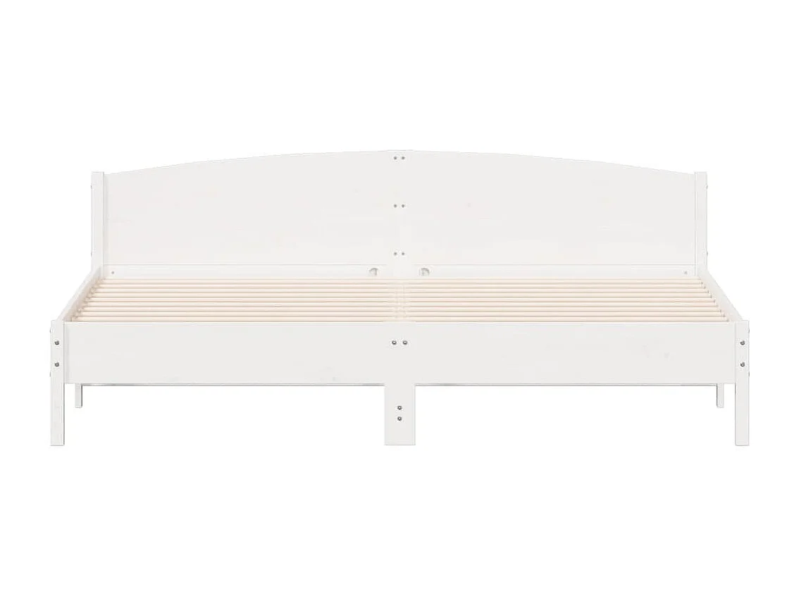 Cadre de lit et tête de lit blanc 180x200 bois de pin massif