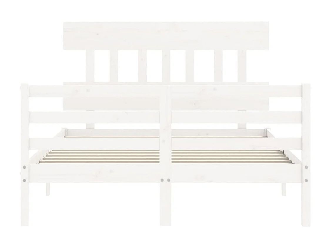 Cadre de lit avec tête de lit blanc 140x190 bois massif