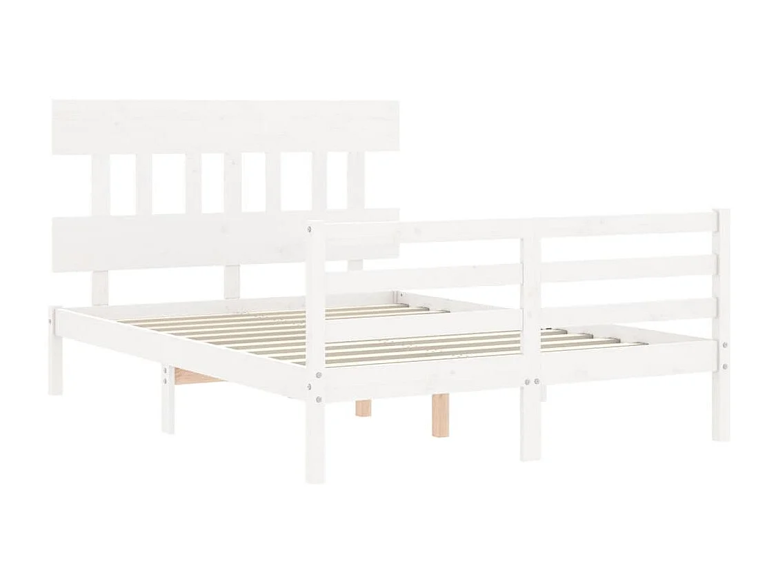 Cadre de lit avec tête de lit blanc 140x190 bois massif