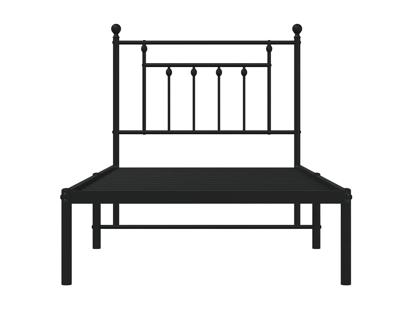 Cadre de lit métal avec tête de lit noir 90x200