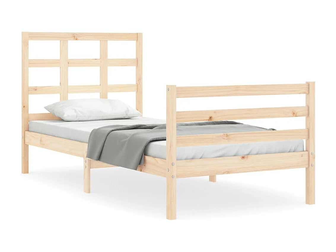 Cadre de lit avec tête de lit petit simple bois massif