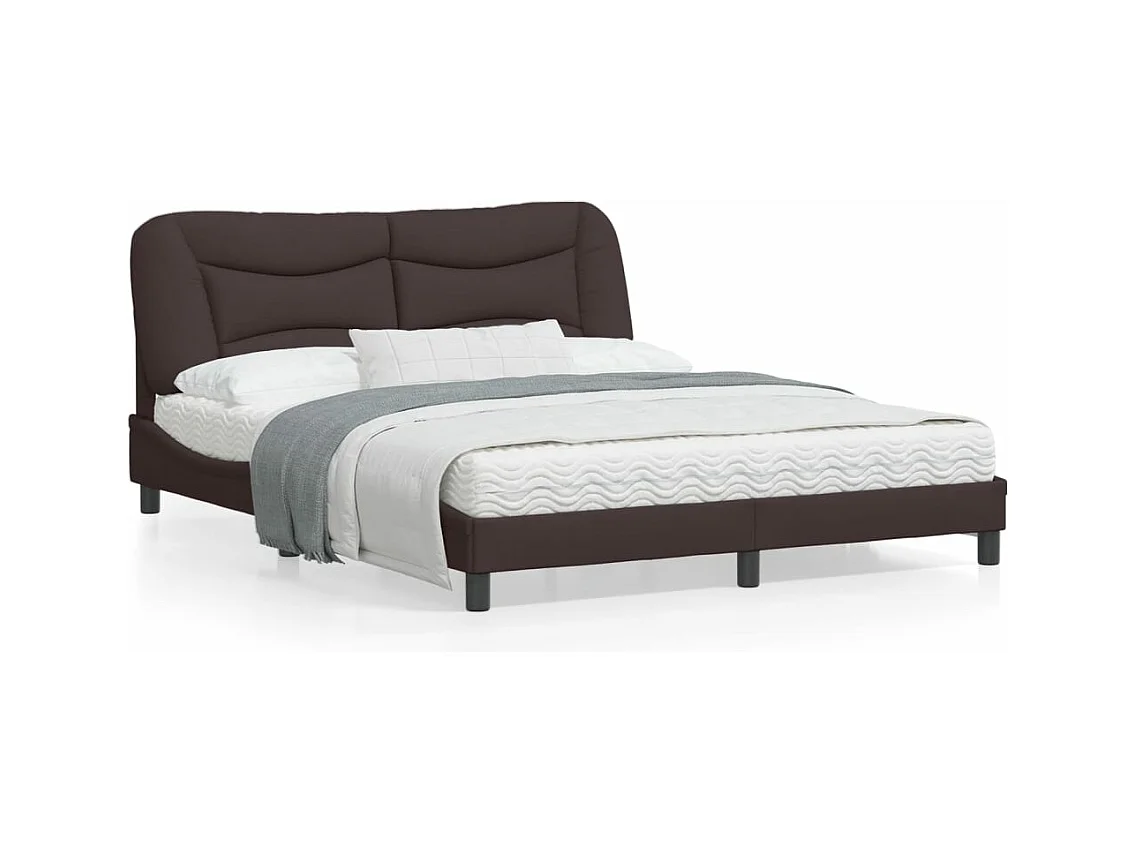 Cadre de lit avec lumières LED marron foncé 160x200 tissu