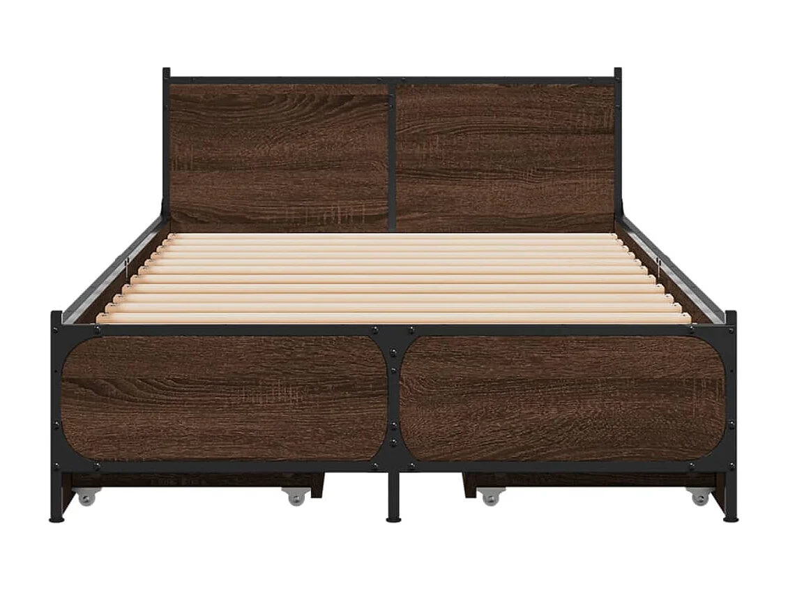 Cadre de lit et tiroirs chêne marron 75x190 bois d'ingénierie