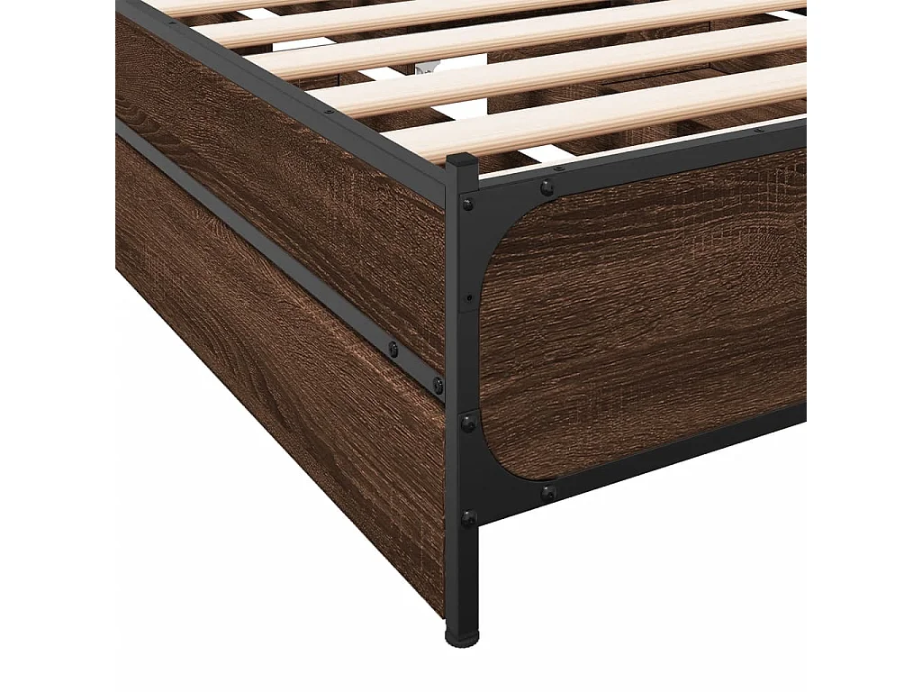 Cadre de lit et tiroirs chêne marron 75x190 bois d'ingénierie
