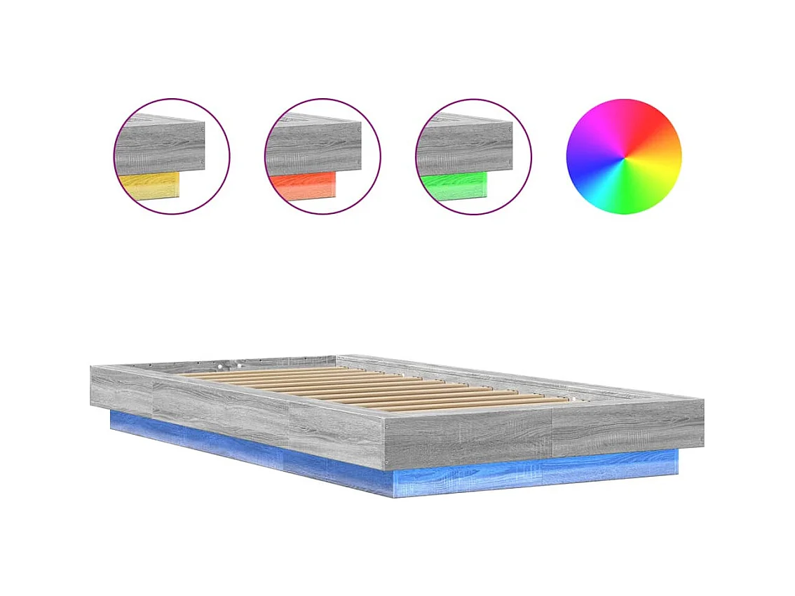 Bedframe met LED-verlichting grijs sonoma eikenkleurig 90x190cm