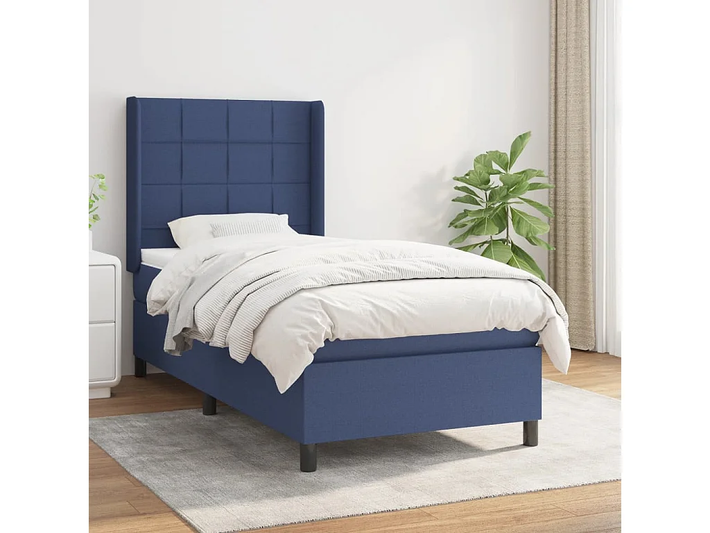 Sommier à lattes de lit avec matelas Bleu 80x200 Tissu