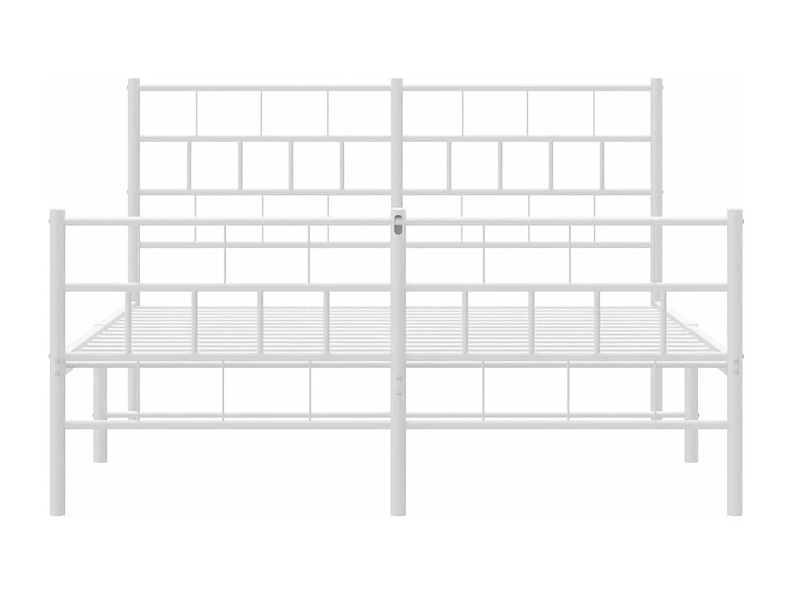 Cadre de lit métal avec tête de lit-pied de lit blanc 160x200