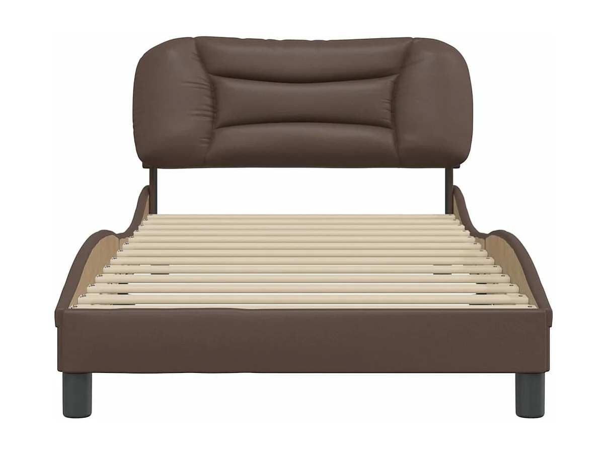 Cadre de lit avec tête de lit Marron 100x200 Similicuir