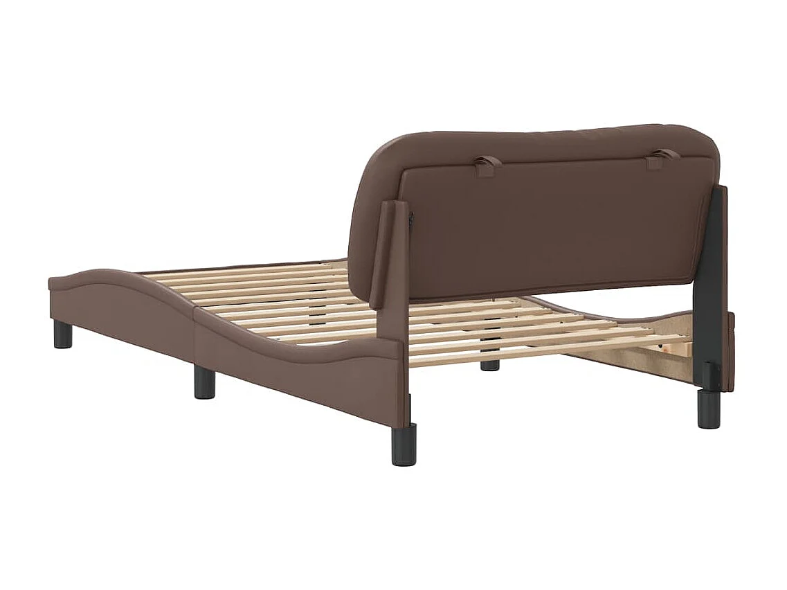 Cadre de lit avec tête de lit Marron 100x200 Similicuir