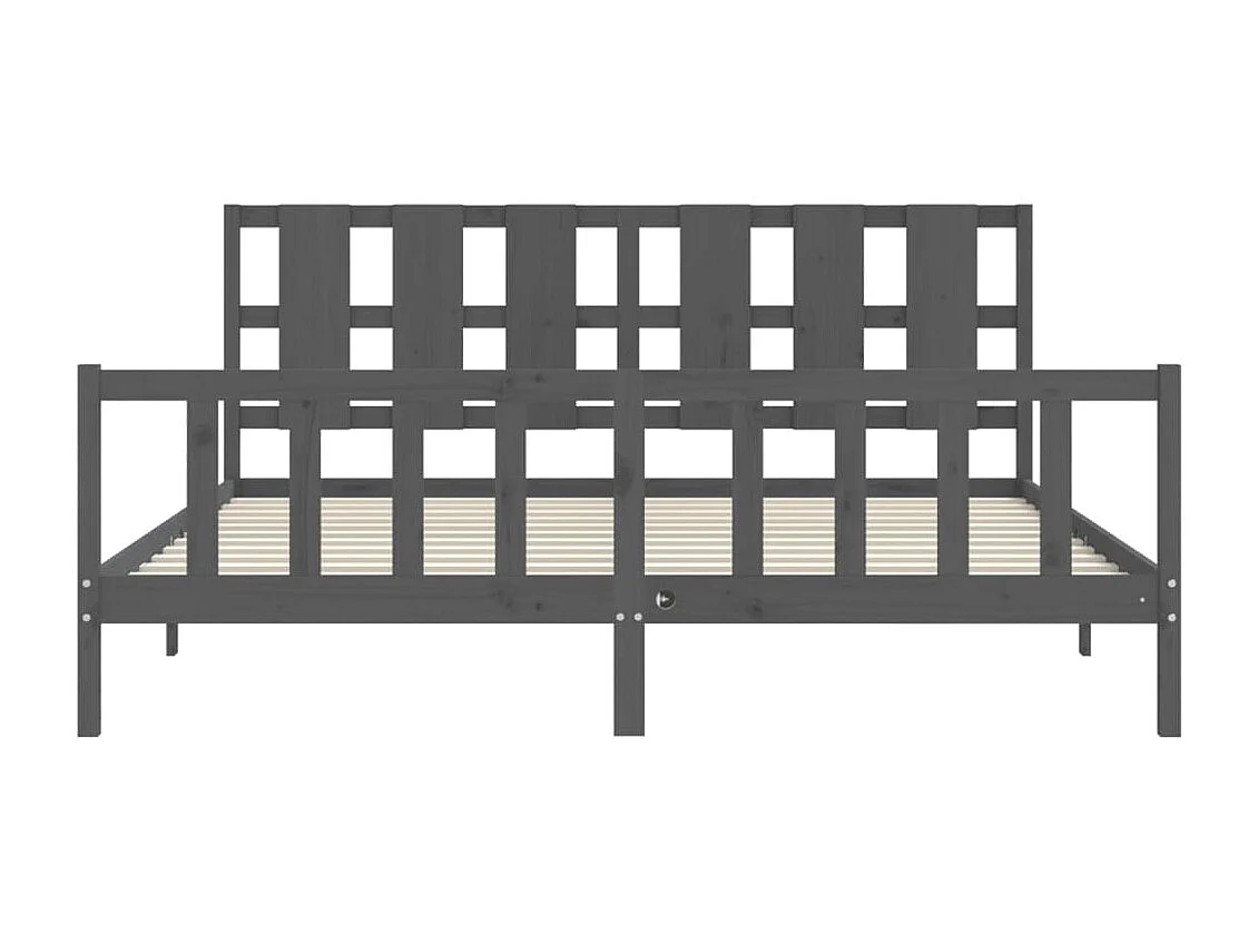 Cadre de lit avec tête de lit gris 200x200 bois massif