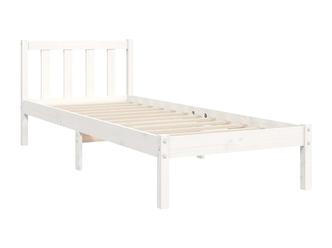 Cadre de lit avec tête de lit blanc 90x190 bois massif